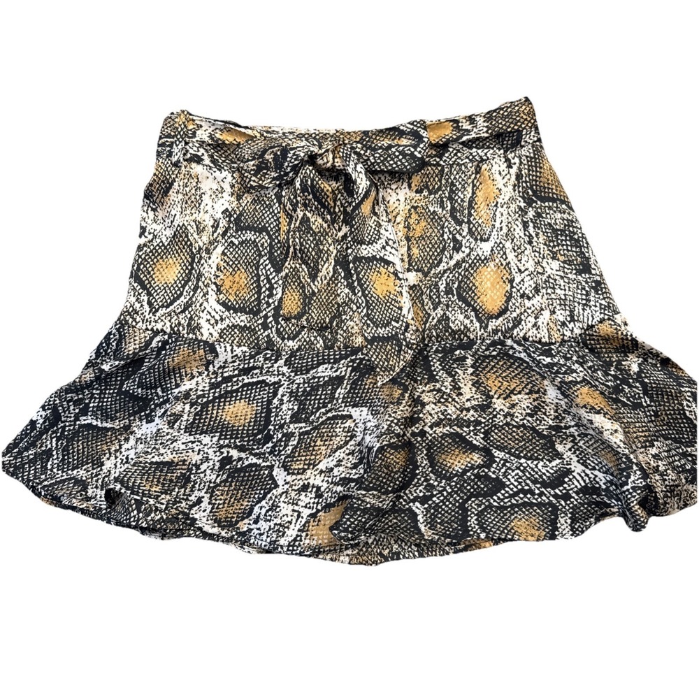ZARA Snakeskin Print With Waist Tie Skort Women's Size Small Full Zip